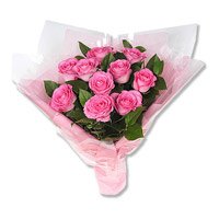 Pink Roses Bouquet 10 Flowers for Bhai Dooj