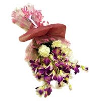 Bhai Dooj Flower Bouquet of 6 carnation and 6 orchids