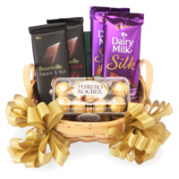 Send Silk, Bournville and Ferrero Rocher Chocolate Basket for Bhai Dooj Gift