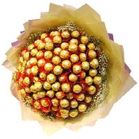 Online 64 Pcs Ferrero Rocher Bouquet Bhai Dooj Gift delivery in India