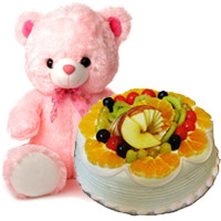 Fruit Cake (Eggless) with 12 Inch Teddy