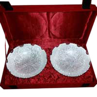 Send home decor A Pair of Silver Plated Bowl in Brass delivery India