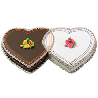 Double Heart Chocolate Vanilla Cake to India