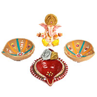 Handcrafted Diwali Diya with Ganesh Gifts Delivery in India