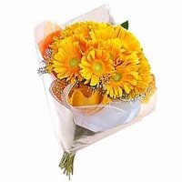 Bhai Dooj Flower Bouquet of 12 yellow gerbera Bunch