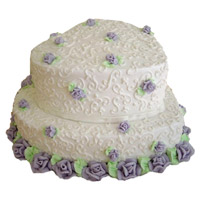 Two Tier Cake in Heart Shape Vanilla 3 Kg to India