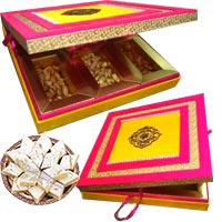 Fancy Dry Fruits Box of MDF 1 Kg with 250 gm Kaju Katli Gift For Bhai Dooj
