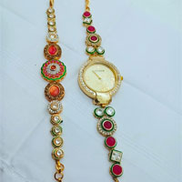 Kundan Watch with Kundan Bracelet gift