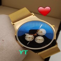Rakhi Gifts Delivery For Brother Golden Stainless Steel Men's Watch