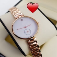 Bhai Dooj gift Golden Chain with White Dial Ladies Watch for siter