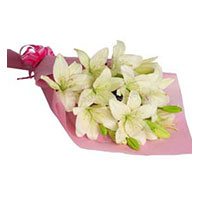 Bhai Dooj Flowers arrangements of 6 white lily
