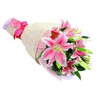 Send Pink Lily Flower Bouquet to India on Rakhi