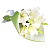 Bhai Dooj Flower Bouquet of 3 white lily