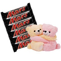 Online 6 Mars Bhai Dooj Chocolates with Hugging Teddy Gift