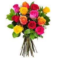 Buy Mixed Roses Bouquet 12 Flowers