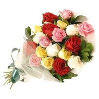 Order Send Mixed Roses Bouquet 20 Flowers to India