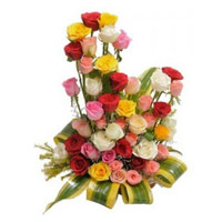 Online Send Mixed Roses Basket 36 Flowers Delivery in India