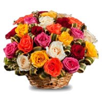 Mixed Roses Basket 30 Flowers Delivery in India
