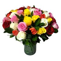 Send Mixed Roses Vase 30 Flowers