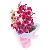 Bouquet of 5 purple orchids Bhai Dooj flowers to India