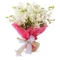 Bhai Dooj Flower Bouquet of 9 white and orchids