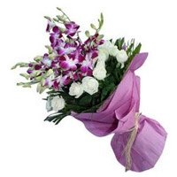 Bouquet of 20 orchids and roses flowers for Bhai Dooj