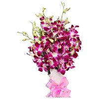 Rakhi Gifts to India Rakhi and Purple Orchid Flowers to India
