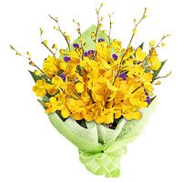 Bhai Dooj Flower Bouquet of 6 yellow orchids