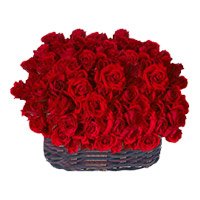 Send New Year Red Roses Basket 150 Flowers delivery in India