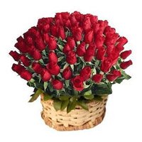 Send Red Roses Basket 100 Flowers for New Year