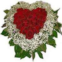 Send New Year Red Roses White Daisies Heart 50 Flowers to India