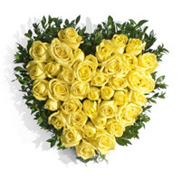 Deliver Flowers to India : 40 Yellow Roses Heart