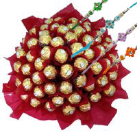 Online  Ferrero Rocher Chocolate Bouquet with Rakhi