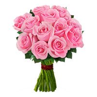 Send Pink Roses Bouquet 12 Flowers for Bhai Dooj